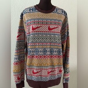 Nike Fair Isle Holiday Crewneck Sweater Men’s Medium Multicolor